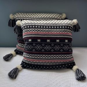 Brooks Brothers Fair Isle Sweater Knit Accent Pillow Covers Set of Two